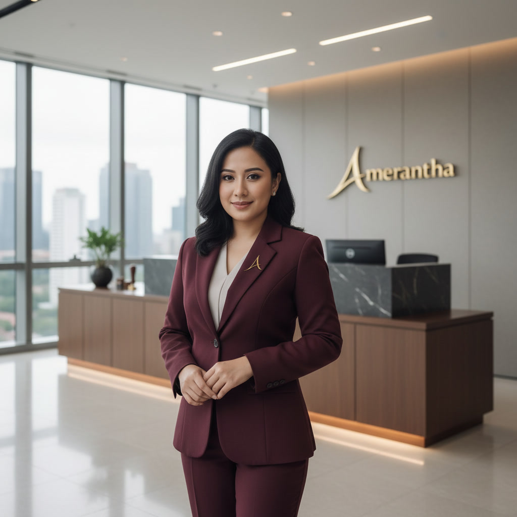 Professional woman in Amerantha lobby